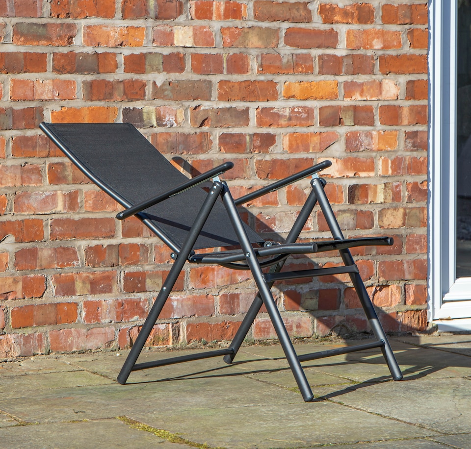 image 1 of Outdoor Garden Patio Multi Position Reclining Folding Chair in Black