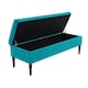 image 5 of Safar 90cm Ottoman Storage Bench - Plush Velvet Shoe Bench - Teal Lined Upholstery Storage Footstool