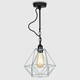 image 3 of ValueLights Huber Black Steampunk Ceiling Light With Grey Wire Pendant Shade