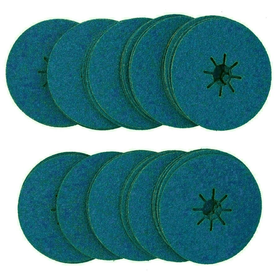 image 1 of 115mm 36 Grit Fibre Zirconium Oxide Abrasive Discs Sanding Grinding 200 Pack