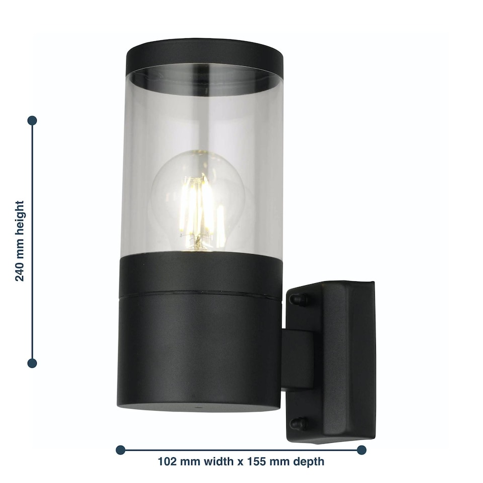 image 1 of Set of 2 Storm - Black IP44 Outdoor Wall Lights | Black | Clear | 2