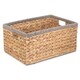 image 7 of Small Water Hyacinth With Grey Rope Border Rectangular Storage Basket | Brown | Brown