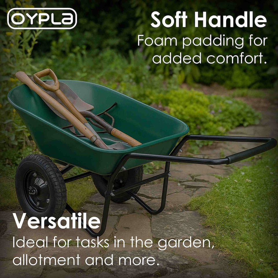 image 1 of Heavy Duty Two Wheeled 70L Garden Wheelbarrow Pneumatic Tyre
