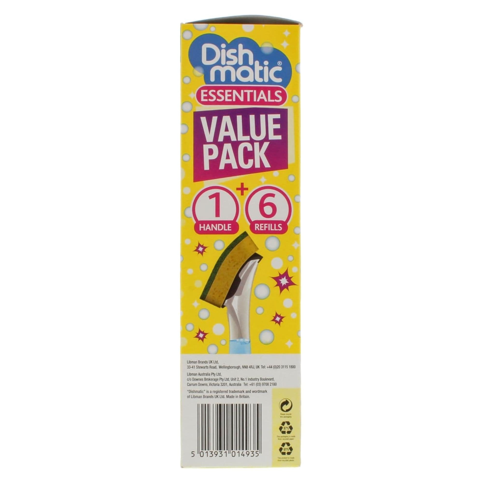 Dishmatic Sponge Essentials Bonus Pack -1 Handle & 6 Refills