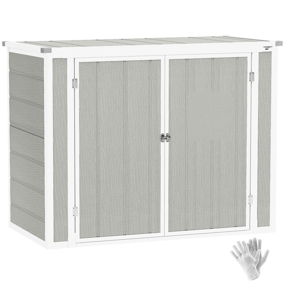 image 1 of Outsunny 4.7 x 2.5FT Lockable Garden Shed, 2-Bin Storage Shed | Multi | 143W x 75.5D x 110/108.5Hcm | 1