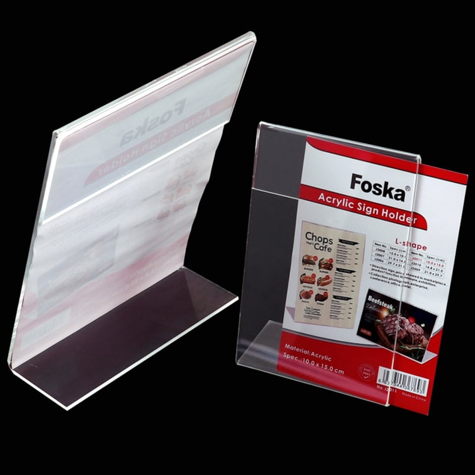 image 1 of A6 Vertical Design L-Shape Transparent Acrylic Label Sign Holder