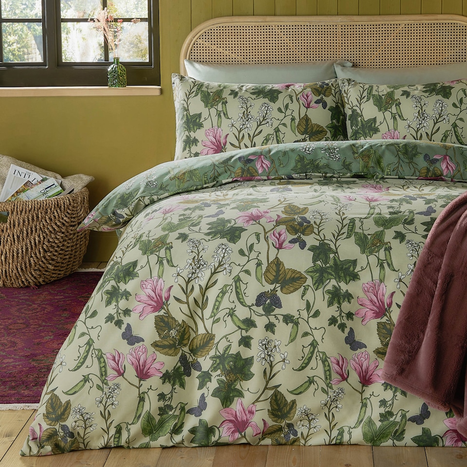 image 1 of Furn Mystic Berry Floral Reversible Duvet Cover Set | Green | Green | Super King