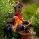 image 4 of Primrose Solar Rooster Pouring Pots Tiered Water Feature with Lights 57cm