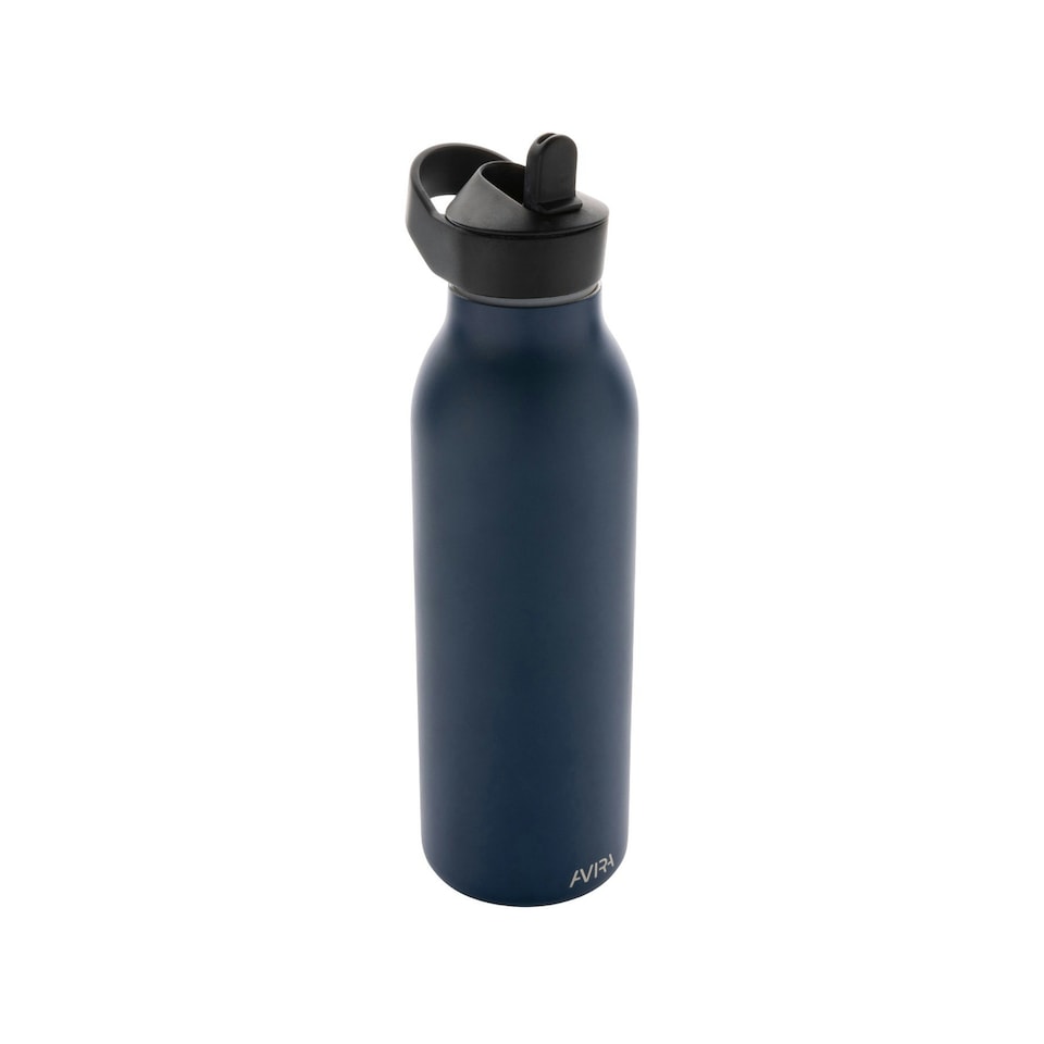 image 1 of Avira Ara Flip Top Recycled Stainless Steel 500ml Water Bottle - Navy - One Size Blue | One Size