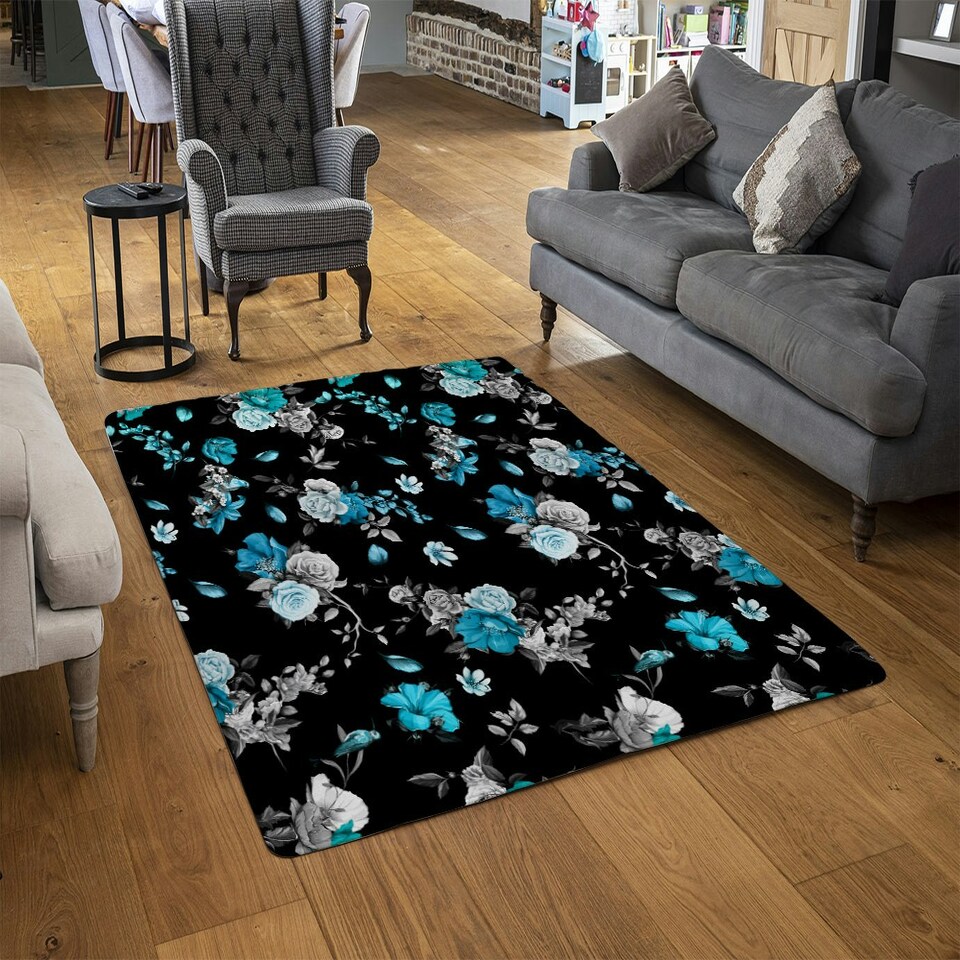 image 1 of Blue Roses (Rug) Blue | XL: 160x230cm