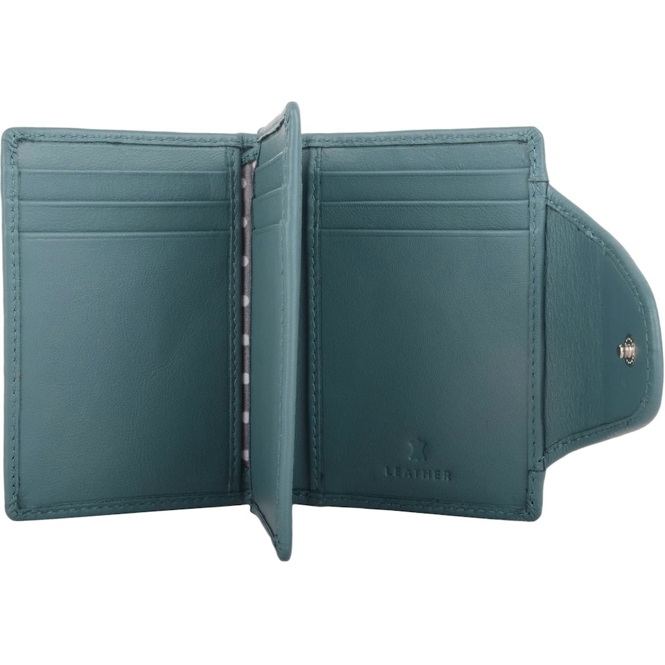 image 1 of Slim Line Genuine Soft Leather RFID Protected Credit Card Holder Purse Blue | Aqua