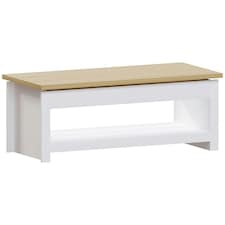 Vida Designs Arlington Sliding Top Coffee Table Shaker Side Living Room Table, White & Oak