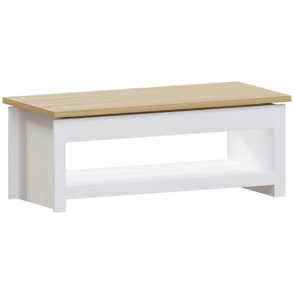 image 1 of Vida Designs Arlington Sliding Top Coffee Table Shaker Side Living Room Table, White & Oak