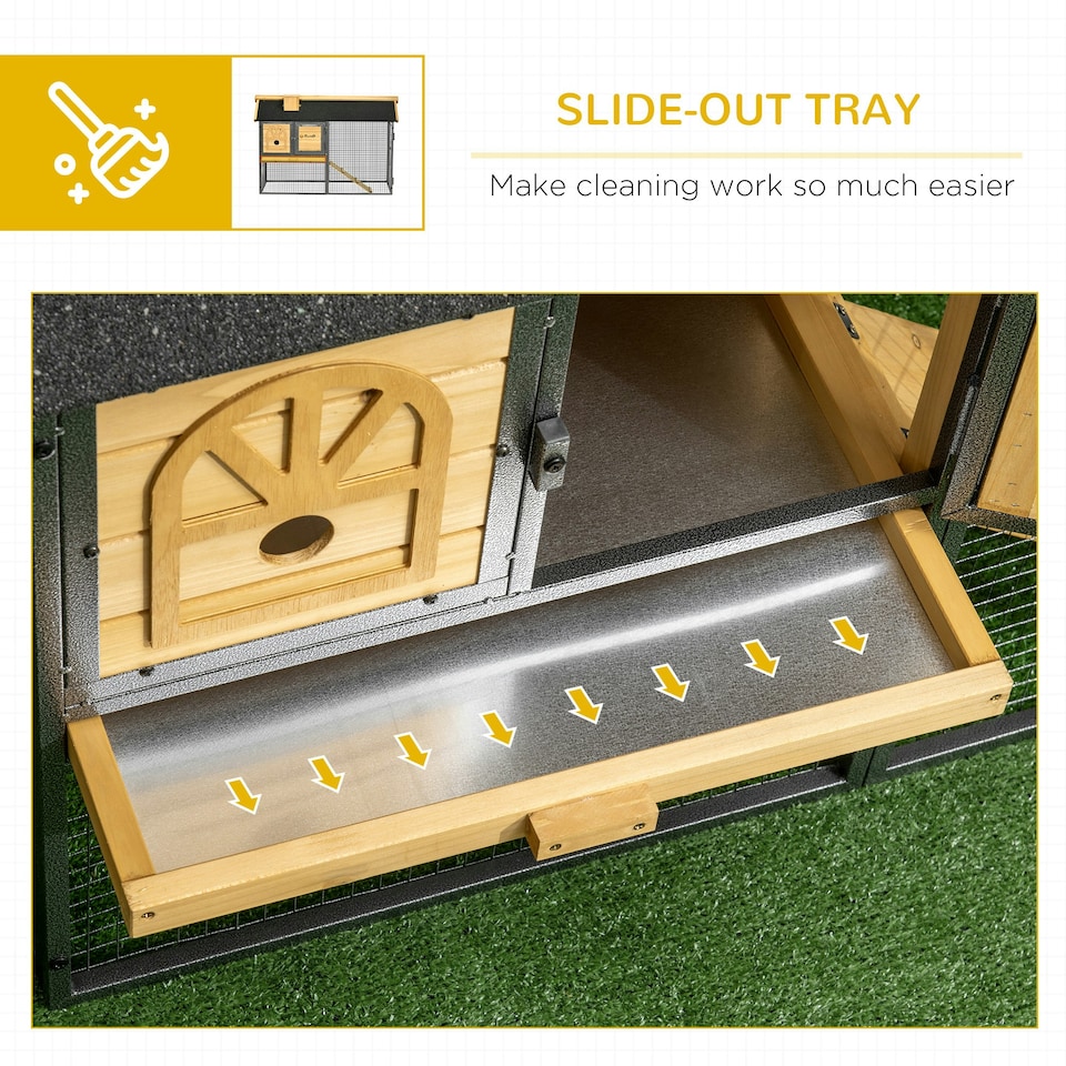 image 1 of PawHut Rabbit Hutch, Guinea Pig Hutch 2 Tiers w/Tray & Ramp, for 1-2 Rabbits