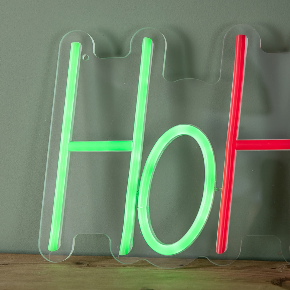 image 1 of 40cm x 18cm Light up Ho Ho Ho Christmas Neon Flex Hanging Sign
