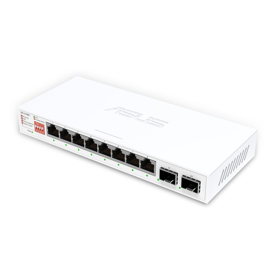 QG-U1080 - 8-Port 2.5G and 2-Port 10G SFP Plus Unmanaged Switch, 4 Smart Modes, Home Network Hub, Ethernet Separator, Plug and Play, Easy Setup, Quiet