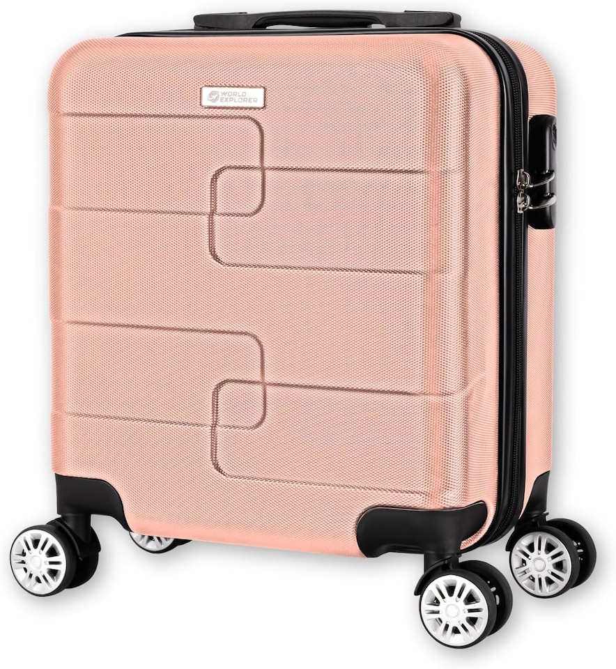image 1 of Straame 45x35x20cm Rose Gold Cabin Suitcase, 360° Spinner Wheels