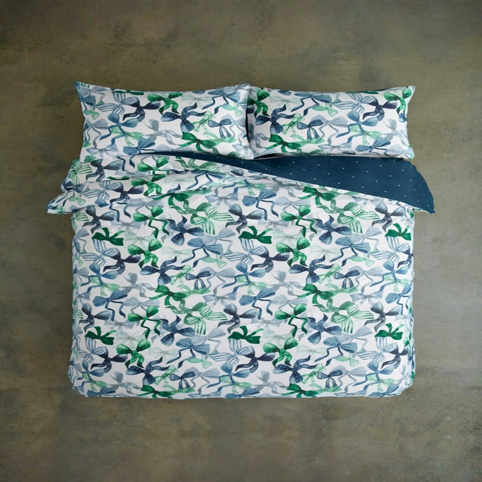 image 1 of Bows Design Cotton Rich Duvet Cover Set – 200 Thread Count Soft & Breathable Bedding | Pink | Single