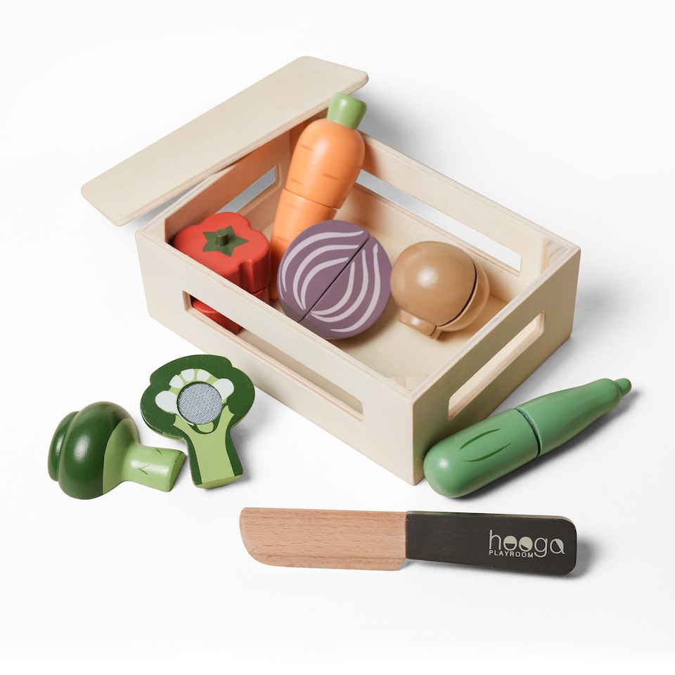 image 1 of Hooga Playroom Cutting Play Food - Role Play Wooden Vegetables