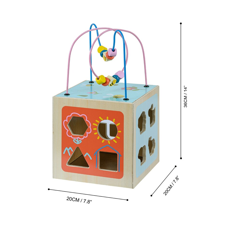image 1 of Teamson Kids Preschool Play Lab 4-in-1 Large Wooden Activity Cube, Multi