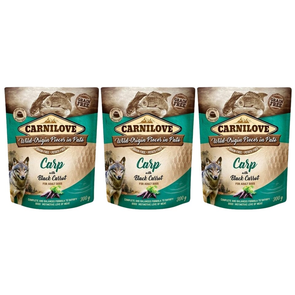 image 1 of Carnilove Dog Pouch Carp with Black Carrot 300g (3 Packs)