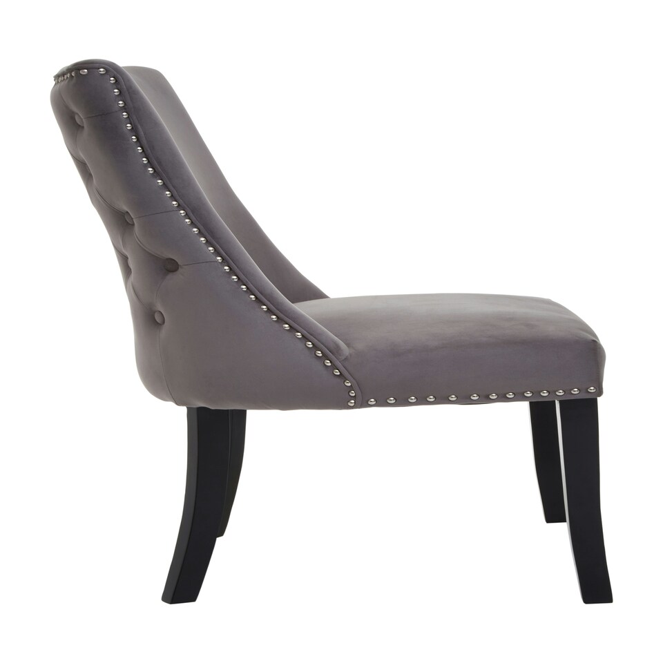 image 1 of Interiors by Premier Grey Velvet Dining Chair, Curved High Back Office Chair, Aesthetic Velvet Accent chair for Living Room