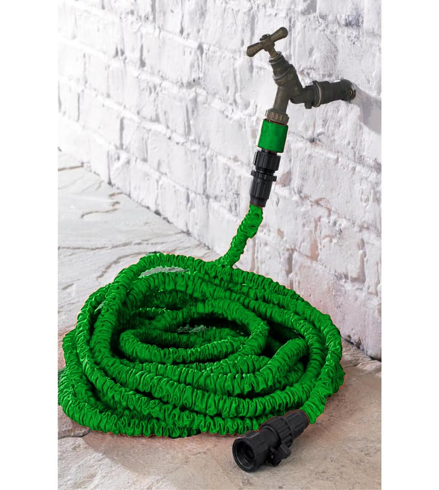 image 1 of Groundlevel 25 Foot Flexible Expandable Garden Hose with 7 Dial Spray Gun