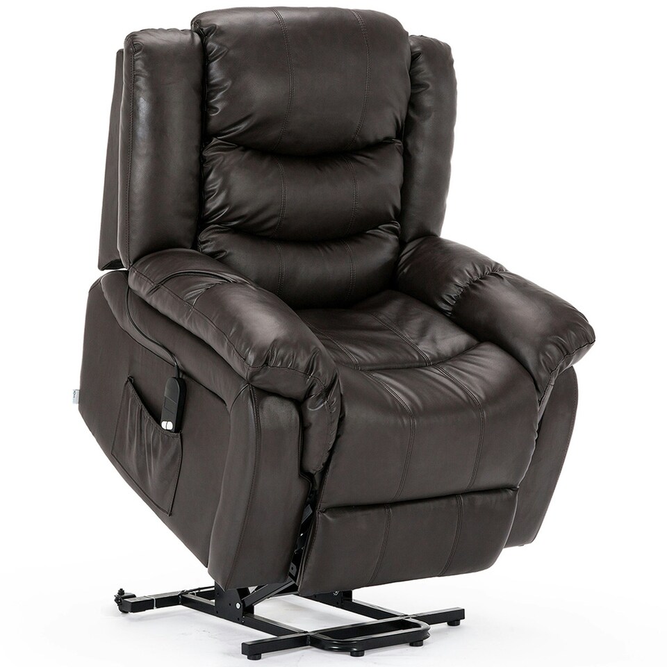 image 1 of Seattle Electric Single Motor Rise Recliner Bonded Leather Chair (Brown)