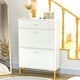 image 2 of HOMCOM Shoe Storage Cupboard with 2 Flip Doors and Sliding out Drawer, White