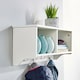 image 4 of Coat Hook Wall Mounted Unit 2 Open Shelves 4 Robe Hooks Bathroom Hallway | White