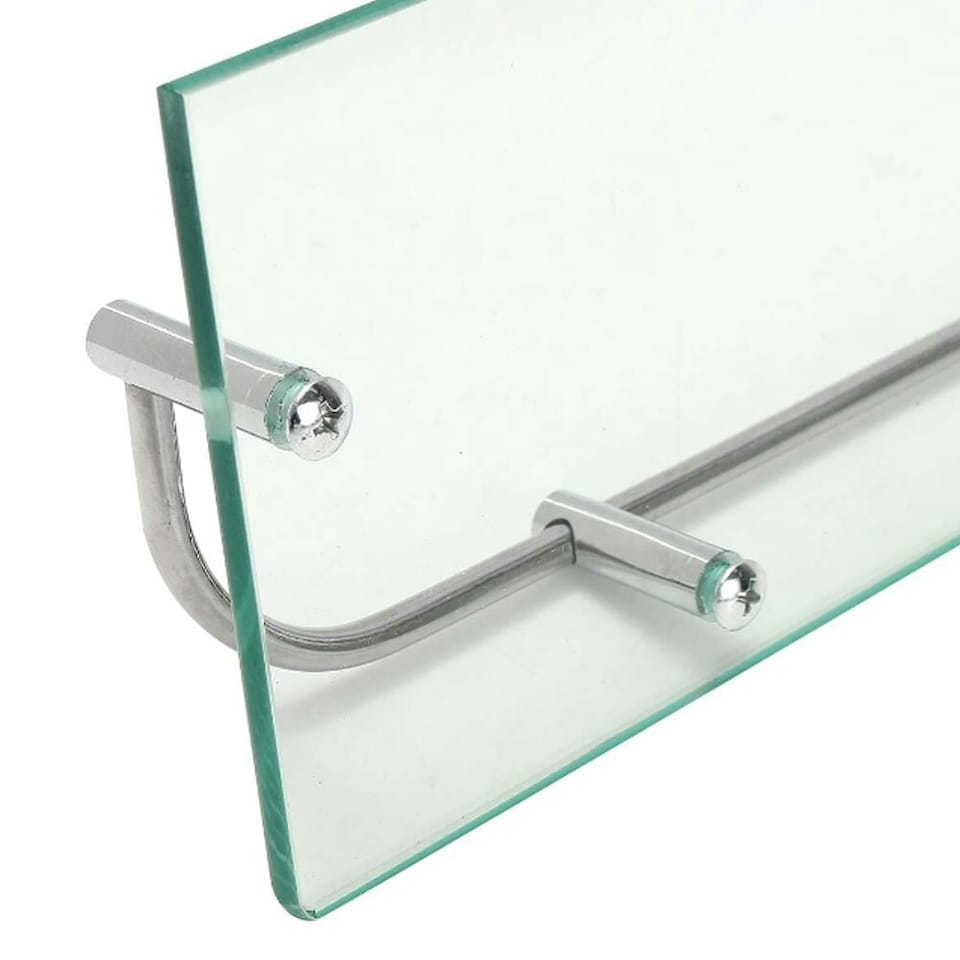 image 1 of Living and Home Bathroom Tempered Glass Shelf Wall Mounted - 40cm