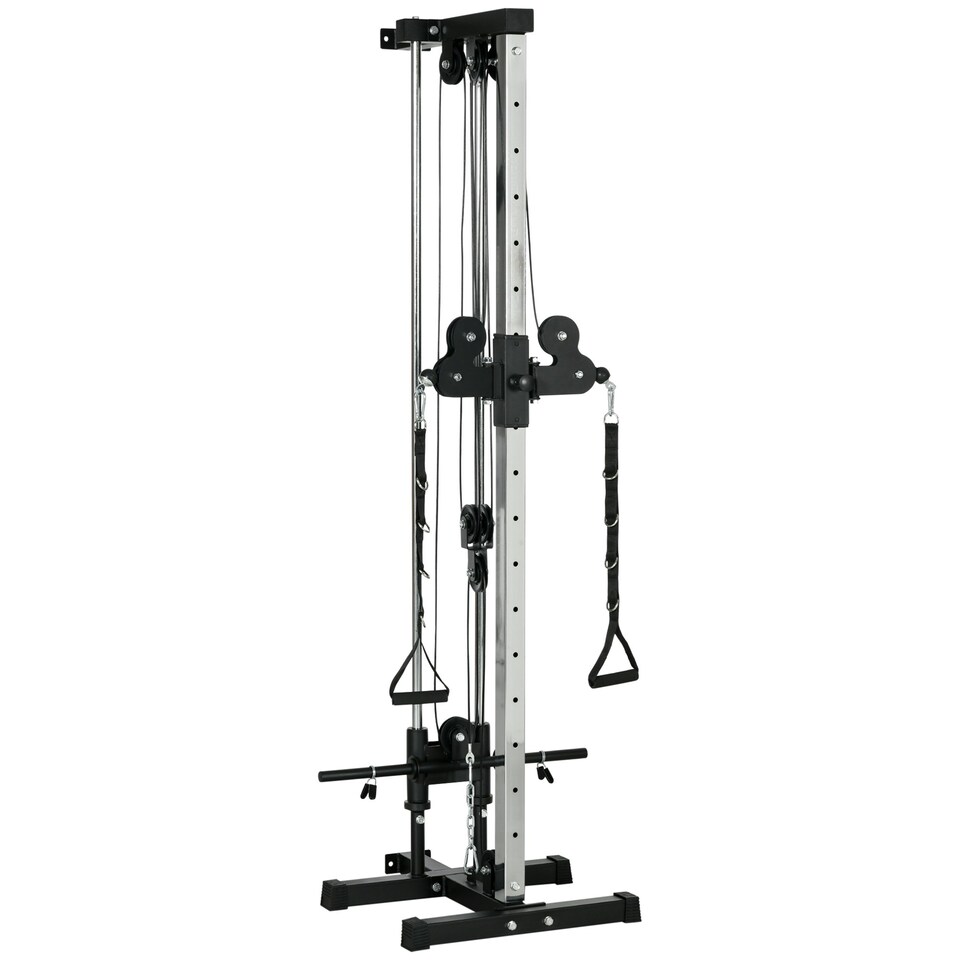image 1 of SPORTNOW Wall Mount Cable Station with 15 Positions Adjustable Dual Pulleys