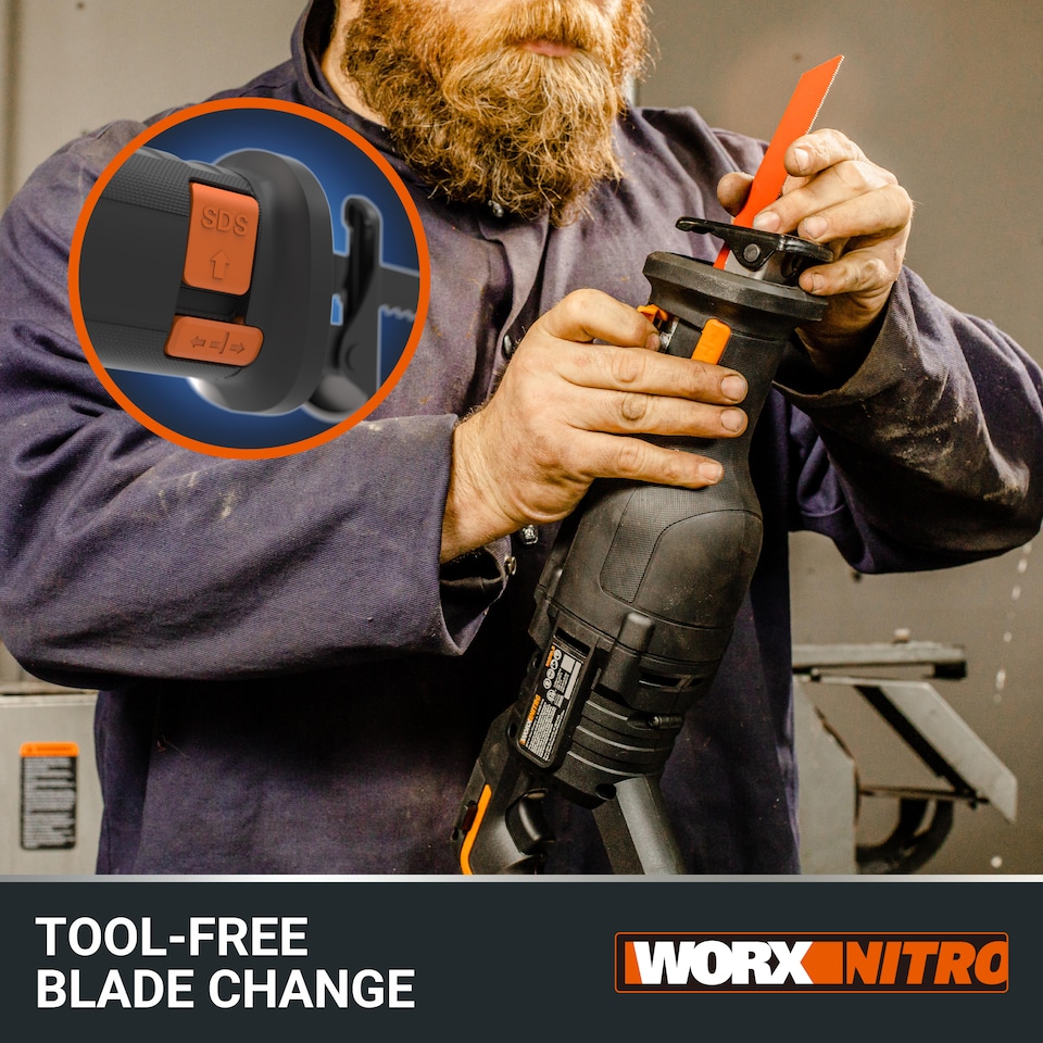 image 1 of WORX 20V Cordless Brushless Reciprocating Saw with Quick blade change system (BARE TOOL) WX516.9