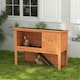 image 2 of PawHut Rabbit Hutch, Guinea Pig Hutch Outdoor Wooden w/Tray, Orange, 92Hcm