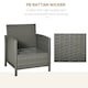 image 4 of Outsunny 3 PC Outdoor Rattan Sofa Set with Chairs Coffee Table Cushion