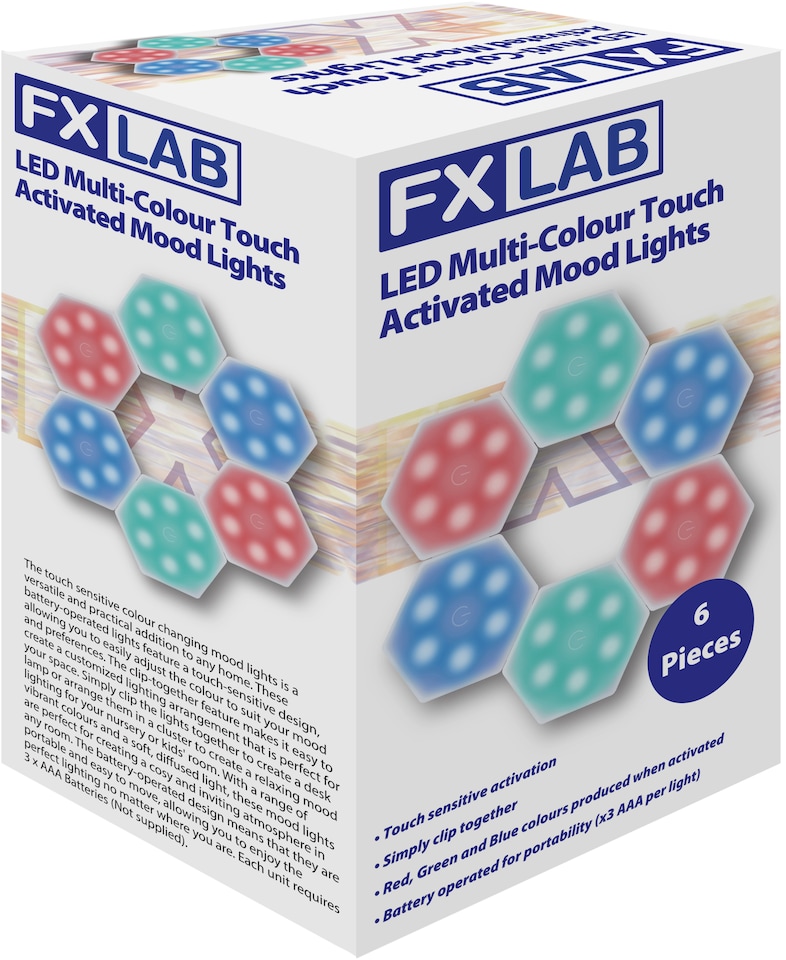 image 1 of Fxlab Touch Sensitive Colour Changing Mood Lights Set of 6 Battery Operated