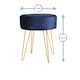 image 5 of Harbour Housewares Set Of 2 Grey Velvet Footstools Round Ottoman Stools With Gold Base Stylish Seating Grey