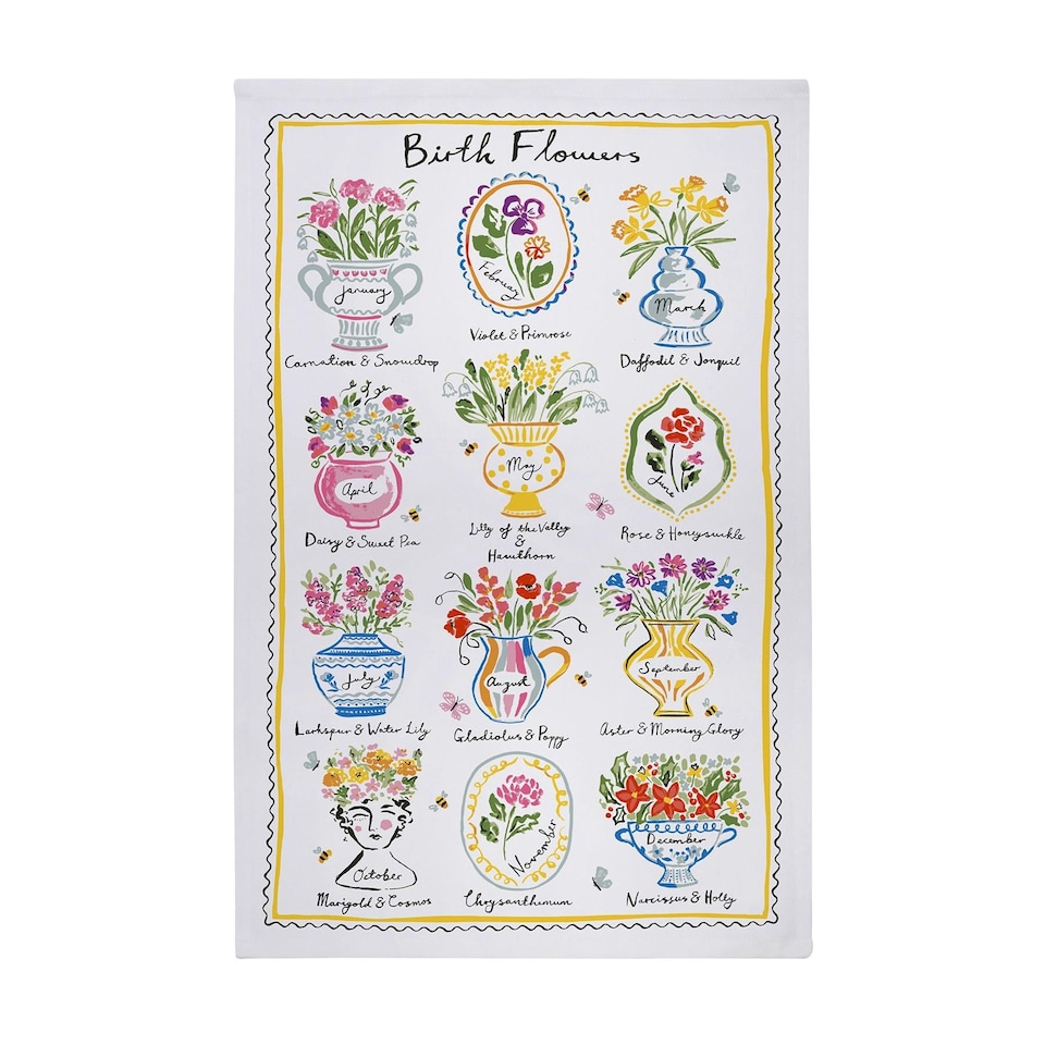 Ulster Weavers Birth Flowers Tea Towel - Cotton Multi