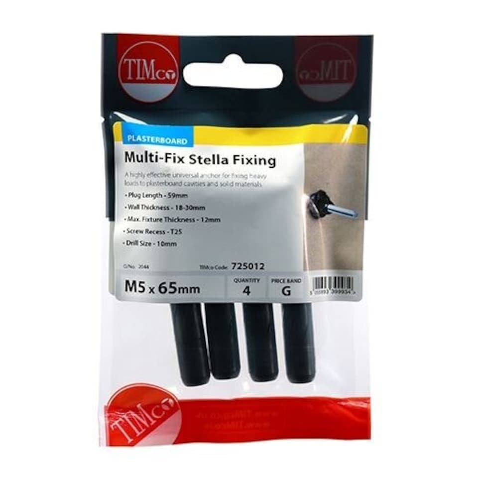 image 1 of Timco - Stella Fixings - TX - Pan - Black (Size M5 x 65 - 4 Pieces)