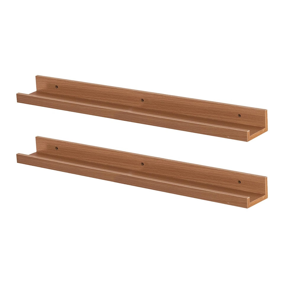 image 1 of Harbour Housewares Floating Picture Ledge Shelves - 57cm - Brown - Pack of 2