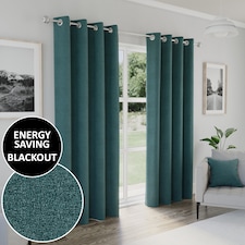 Enhanced Living Austin 100% Blackout, Thermal Teal Curtains with Eyelet Header (PAIR) - 66x72 inch (168x183cm)
