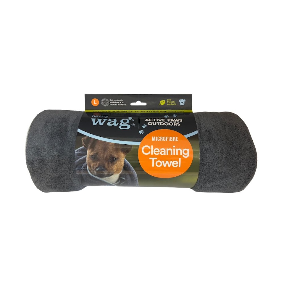 image 1 of Henry Wag Grey Pet Microfibre Cleaning Towel Size Large