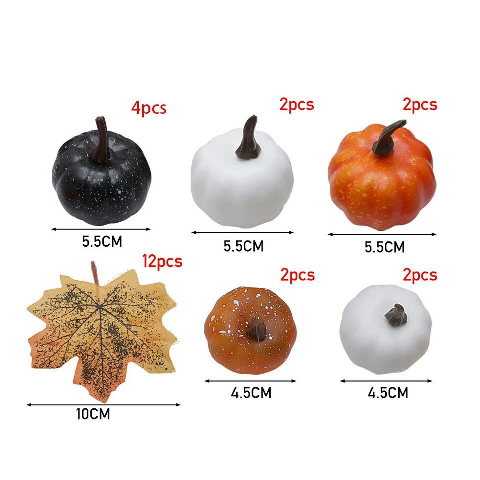 image 1 of Living and Home 24Pcs Halloween Maple Leaves Pumpkins Ornament Set