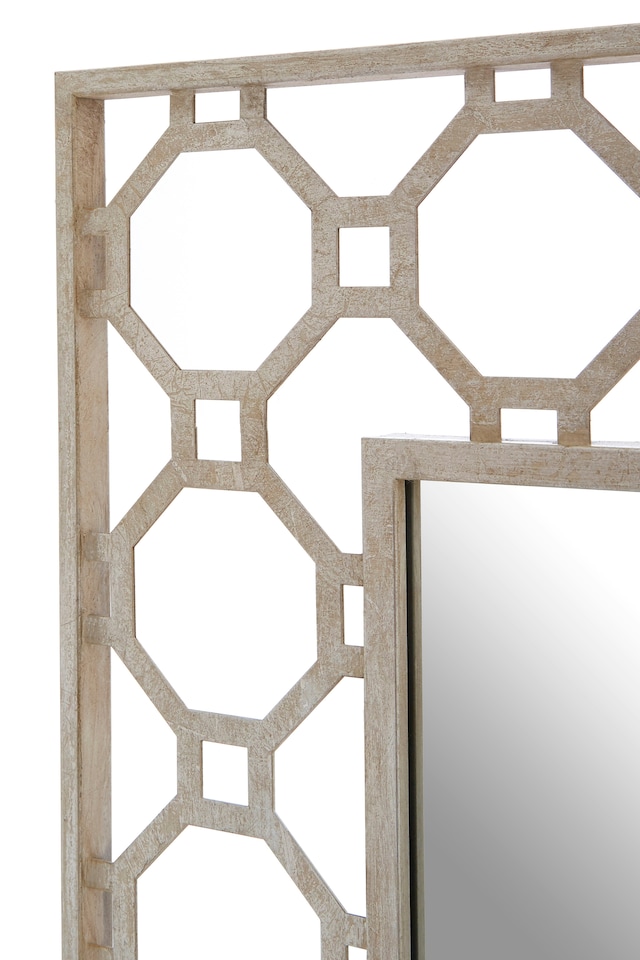 image 1 of Orsina Contemporary Design Arabesque Wall Mirror, Reflective Rectangular Frame New Mirrors, Metallic Accent Mirror
