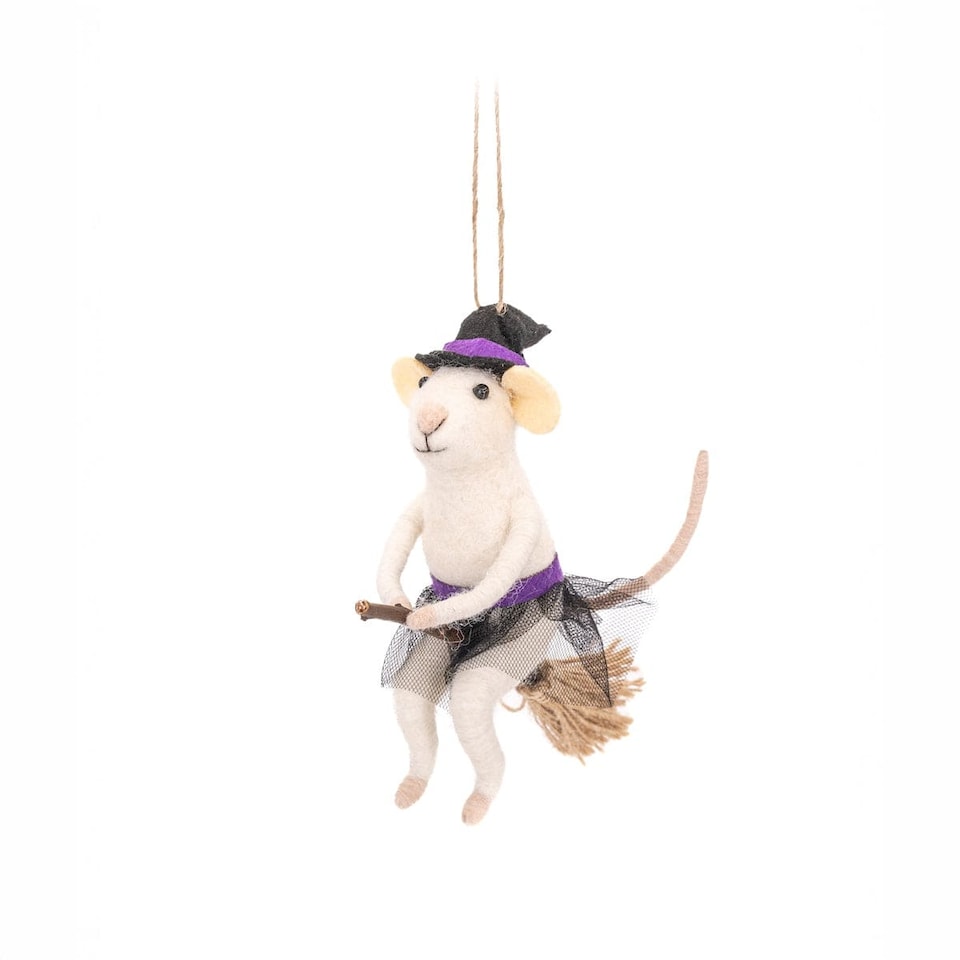 Sass & Belle Felt Witch Mouse Halloween Decoration