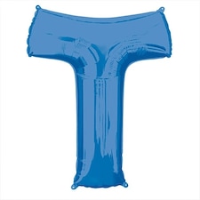 Blue Letter T Air Fill Foil Balloon 40cm / 16 in