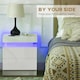 image 5 of HOMCOM High Gloss Bedside Table with LED Light and 2 Drawers, White