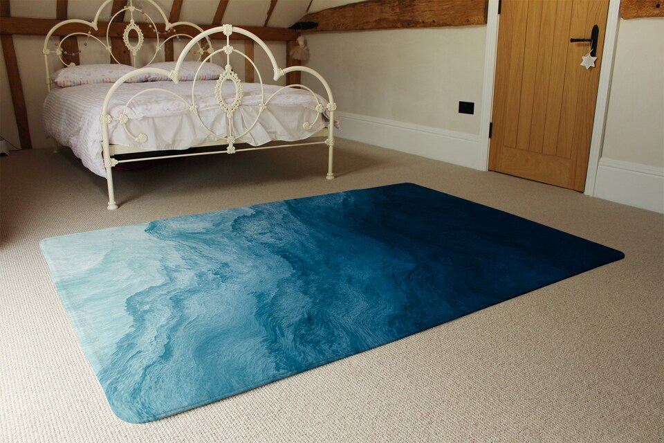 image 1 of Abstract Blue Liquid Fluid Designer Rug | Multi