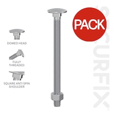Securfix Zinc Plated Carriage Bolt (Pack of 200) - Silver - 40mm x 6mm