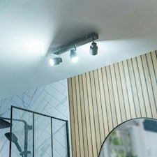 ValueLights Benton Matte Grey IP44 Bathroom Ceiling Light & Bulb Grey